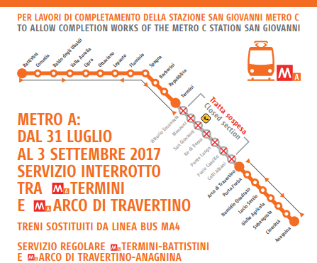 Locandina lavori metro Roma linea A